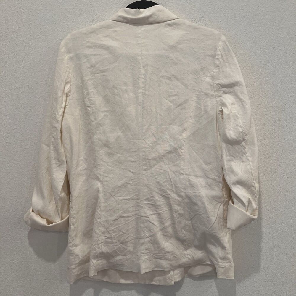 Leith Cream Linen BlendDouble Breasted Blazer Size L Preppy Office Academia Chic - Picture 4 of 6